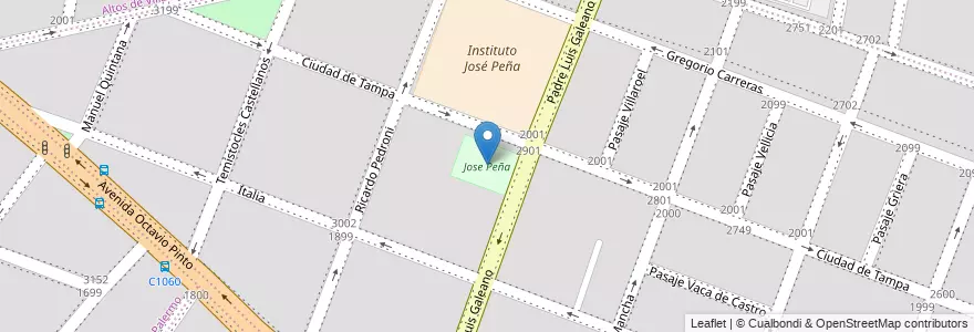Mapa de ubicacion de Jose Peña en 阿根廷, Córdoba, Departamento Capital, Pedanía Capital, Córdoba, Municipio De Córdoba.