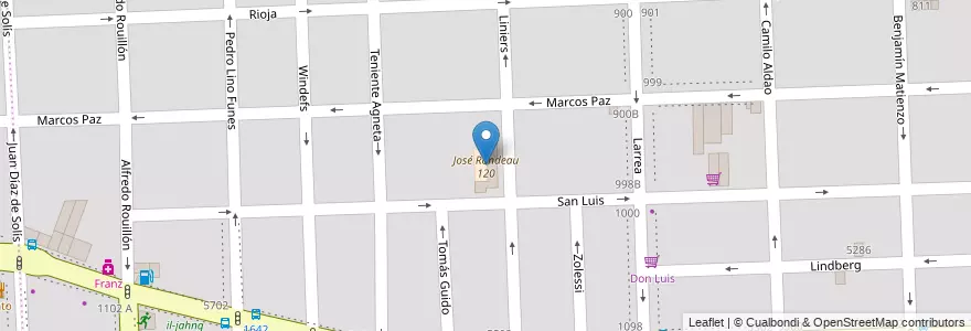 Mapa de ubicacion de José Rondeau 120 en Argentina, Santa Fe, Departamento Rosario, Municipio De Rosario, Rosario.