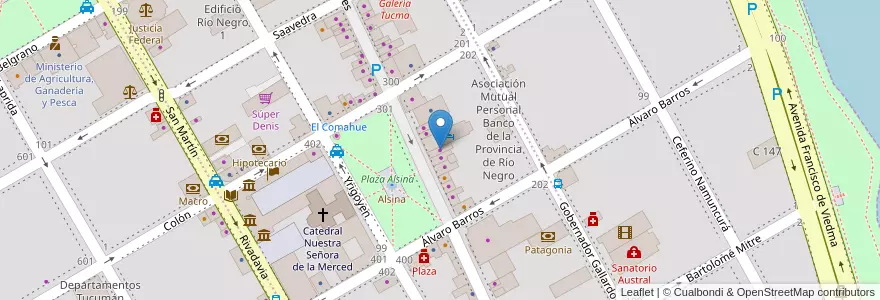 Mapa de ubicacion de Joyería Fénix en 阿根廷, 内格罗河省, Departamento Adolfo Alsina, Viedma, Viedma.