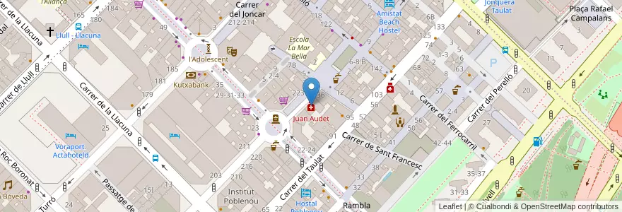 Mapa de ubicacion de Juan Audet en スペイン, カタルーニャ州, Barcelona, バルサルネス, Barcelona.