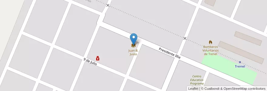 Mapa de ubicacion de Juan B. Justo en Arjantin, La Pampa, Departamento Trenel, Municipio De Trenel.