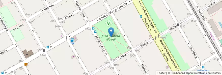 Mapa de ubicacion de Juan Bautista Alberdi, Saavedra en 阿根廷, Ciudad Autónoma De Buenos Aires, Comuna 12, 布宜诺斯艾利斯.