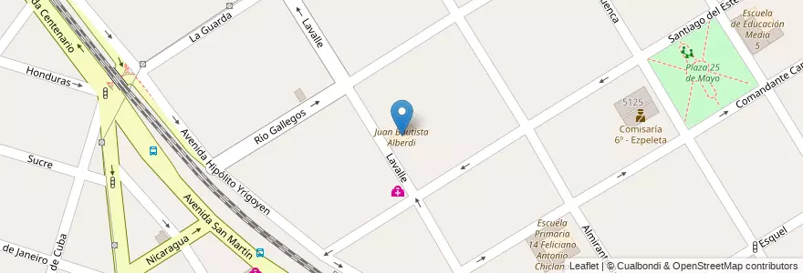 Mapa de ubicacion de Juan Bautista Alberdi en الأرجنتين, بوينس آيرس, Partido De Quilmes, Ezpeleta.