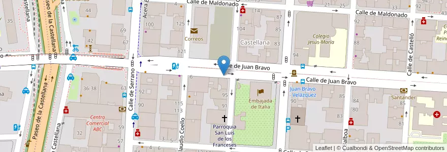 Mapa de ubicacion de JUAN BRAVO, CALLE, DE,12 en اسپانیا, بخش خودمختار مادرید, بخش خودمختار مادرید, Área Metropolitana De Madrid Y Corredor Del Henares, مادرید.
