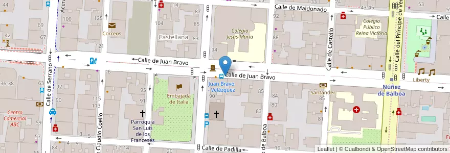 Mapa de ubicacion de JUAN BRAVO, CALLE, DE,16 en Spain, Community Of Madrid, Community Of Madrid, Área Metropolitana De Madrid Y Corredor Del Henares, Madrid.