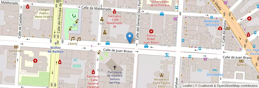 Mapa de ubicacion de JUAN BRAVO, CALLE, DE,45 en اسپانیا, بخش خودمختار مادرید, بخش خودمختار مادرید, Área Metropolitana De Madrid Y Corredor Del Henares, مادرید.