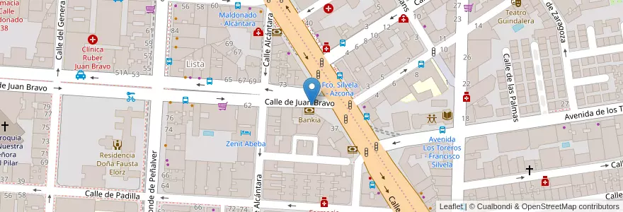 Mapa de ubicacion de JUAN BRAVO, CALLE, DE,70 en スペイン, マドリード州, Comunidad De Madrid, Área Metropolitana De Madrid Y Corredor Del Henares, Madrid.
