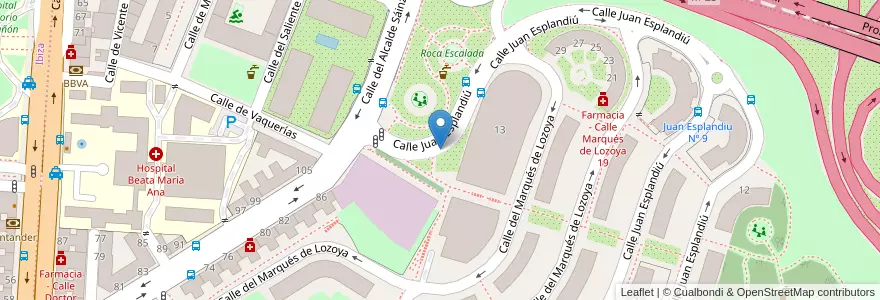 Mapa de ubicacion de JUAN ESPLANDIU, CALLE, DE,S/N en إسبانيا, منطقة مدريد, منطقة مدريد, Área Metropolitana De Madrid Y Corredor Del Henares, مدريد.
