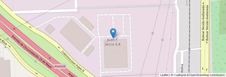 Mapa de ubicacion de Juan F. Secco S.A en الأرجنتين, سانتا في, Departamento Rosario, Municipio De Rosario, روساريو.