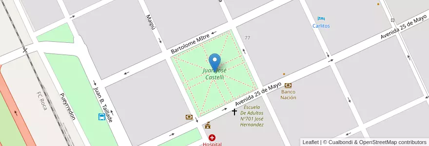 Mapa de ubicacion de Juan José Castelli en Argentinië, Buenos Aires, Partido De Castelli.