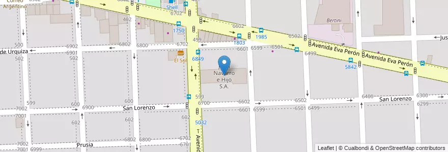 Mapa de ubicacion de Juan Navarro e Hijo S.A. en Arjantin, Santa Fe, Departamento Rosario, Municipio De Rosario, Rosario.