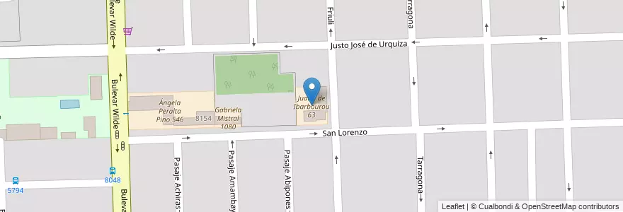 Mapa de ubicacion de Juana de Ibarbourou 63 en アルゼンチン, サンタフェ州, Departamento Rosario, Municipio De Rosario, ロサリオ.