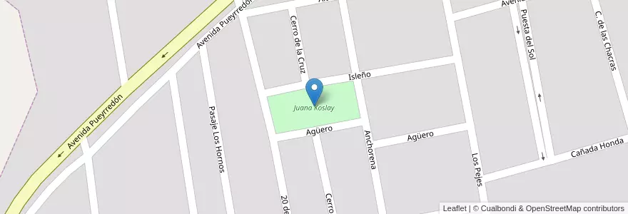 Mapa de ubicacion de Juana Koslay en 阿根廷, San Luis, Juan Martín De Pueyrredón, Municipio De Juana Koslay, Juana Koslay.