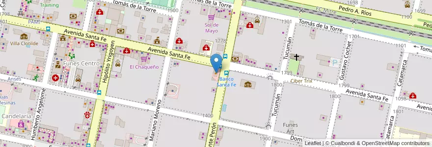 Mapa de ubicacion de Juanna Gastrobar en Argentinien, Santa Fe, Departamento Rosario, Municipio De Funes, Funes.