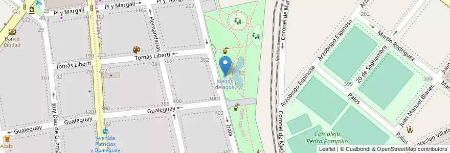 Mapa de ubicacion de Juegos de agua, Boca en الأرجنتين, Ciudad Autónoma De Buenos Aires, Comuna 4, Buenos Aires.