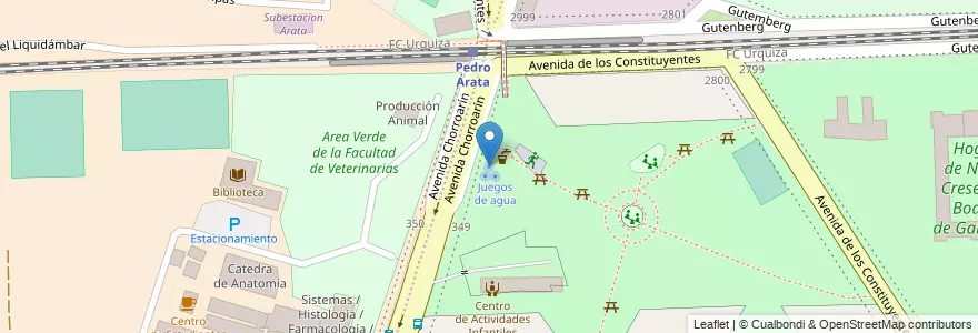 Mapa de ubicacion de Juegos de agua, La Paternal en Аргентина, Буэнос-Айрес, Буэнос-Айрес, Comuna 15.