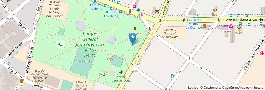 Mapa de ubicacion de Juegos de agua, Palermo en アルゼンチン, Ciudad Autónoma De Buenos Aires, Comuna 2, ブエノスアイレス.