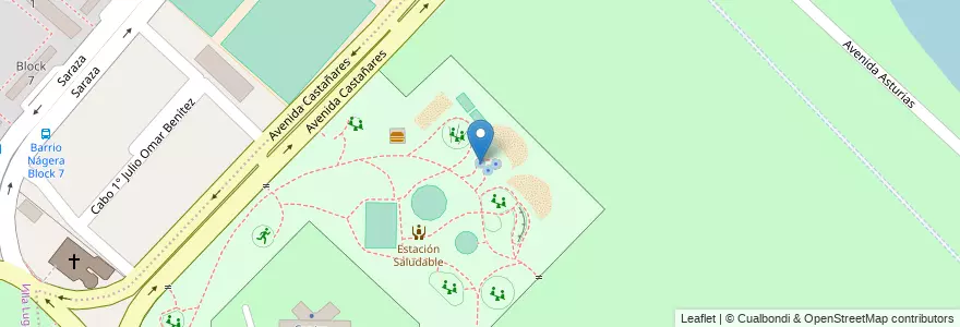 Mapa de ubicacion de Juegos de agua, Villa Soldati en Аргентина, Буэнос-Айрес, Буэнос-Айрес, Comuna 8.