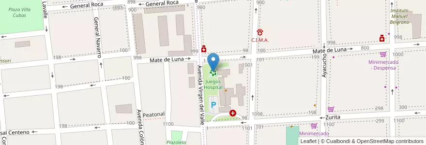 Mapa de ubicacion de Juegos Hospital en Аргентина, Катамарка, Departamento Capital, Municipio De San Fernando Del Valle De Catamarca, San Fernando Del Valle De Catamarca.