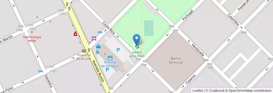 Mapa de ubicacion de Juegos para niños en Argentinien, Provinz Buenos Aires, Partido De Tandil, Tandil.