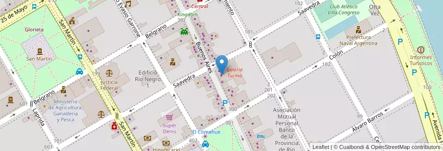 Mapa de ubicacion de Juguetería Charly en الأرجنتين, ريو نيغرو, Departamento Adolfo Alsina, Viedma, Viedma.