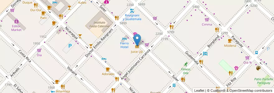Mapa de ubicacion de Juice Up, Palermo en Аргентина, Буэнос-Айрес, Буэнос-Айрес, Comuna 14.