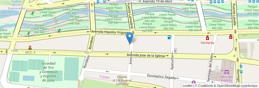 Mapa de ubicacion de Jujuicito en Argentinië, Jujuy, Departamento Doctor Manuel Belgrano, Municipio De San Salvador De Jujuy.