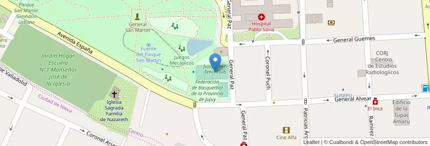Mapa de ubicacion de Jujuy Lawn Tenis Club en Arjantin, Jujuy, Departamento Doctor Manuel Belgrano, Municipio De San Salvador De Jujuy.