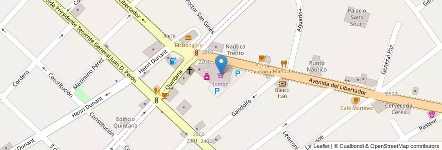 Mapa de ubicacion de Jumbo en Arjantin, Buenos Aires, Partido De San Fernando, Victoria.