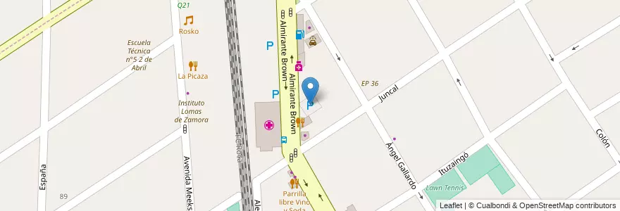 Mapa de ubicacion de Juncal Parking en Argentinië, Buenos Aires, Partido De Lomas De Zamora, Temperley.