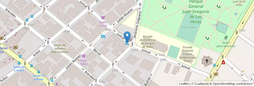 Mapa de ubicacion de Juncal en アルゼンチン, Ciudad Autónoma De Buenos Aires, ブエノスアイレス, Comuna 14.