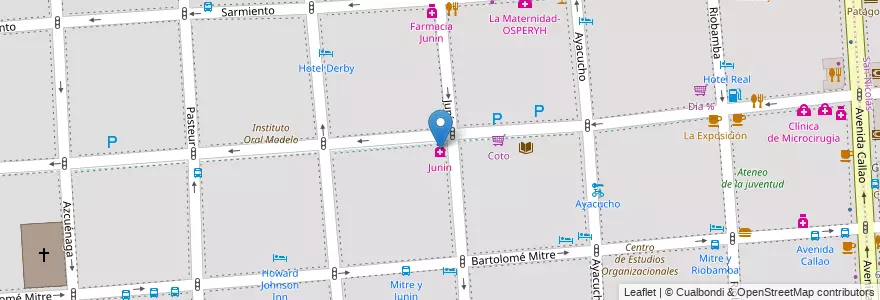 Mapa de ubicacion de Junin, Balvanera en 아르헨티나, Ciudad Autónoma De Buenos Aires, Comuna 3, 부에노스아이레스.