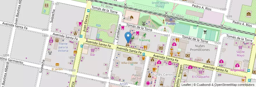 Mapa de ubicacion de Junior B en Argentinië, Santa Fe, Departamento Rosario, Municipio De Funes, Funes.
