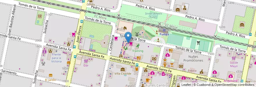Mapa de ubicacion de Juri & Asociados en آرژانتین, سانتافه, Departamento Rosario, Municipio De Funes, Funes.