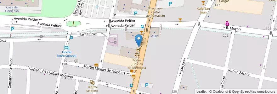Mapa de ubicacion de Justiciero en 阿根廷, 智利, Mendoza, Departamento Capital, Sección 2ª Barrio Cívico, Ciudad De Mendoza.