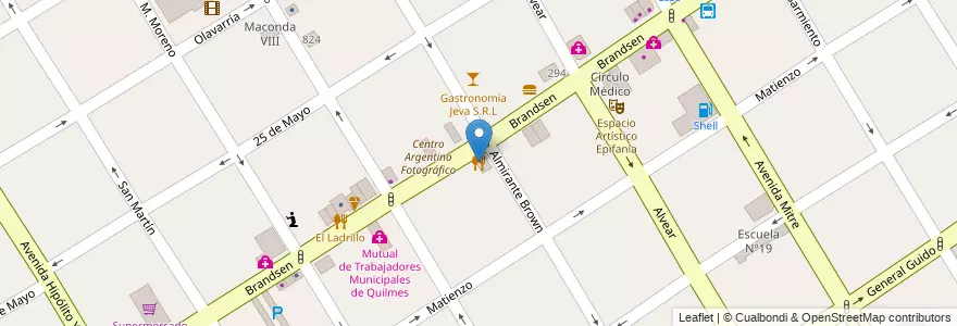 Mapa de ubicacion de Justo Brandsen en Argentinien, Provinz Buenos Aires, Partido De Quilmes, Quilmes.