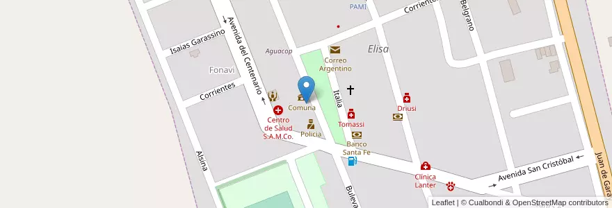 Mapa de ubicacion de Juzgado en Argentine, Santa Fe, Departamento Las Colonias, Municipio De Elisa, Elisa.