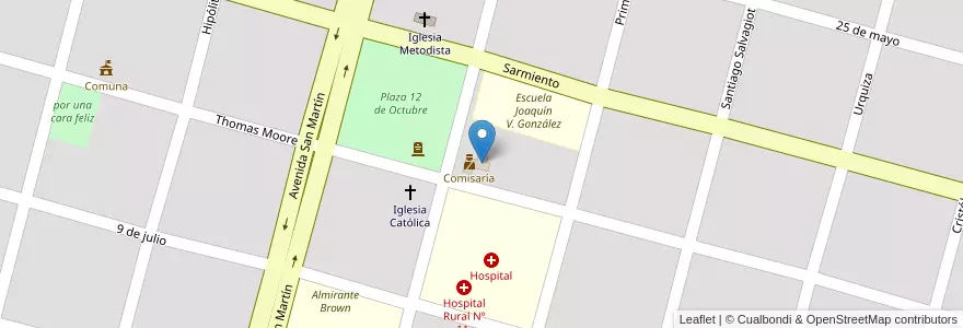 Mapa de ubicacion de Juzgado en Arjantin, Santa Fe, Departamento San Javier, Comuna De Alejandra.