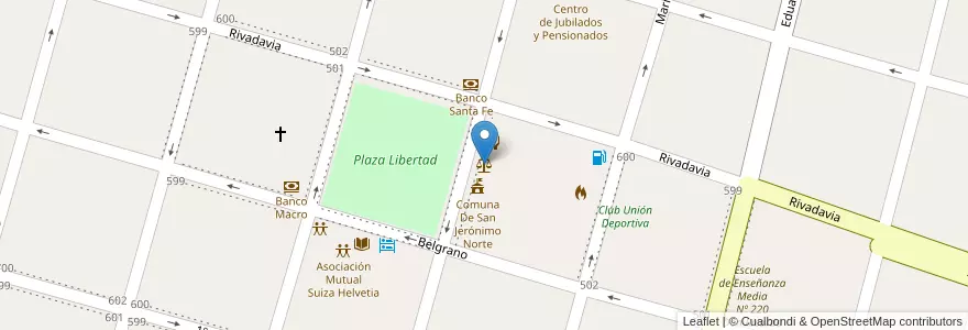 Mapa de ubicacion de Juzgado en Argentinië, Santa Fe, Departamento Las Colonias, Municipio De San Jerónimo Norte, San Jerónimo Norte.