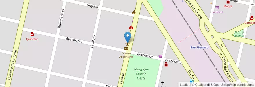 Mapa de ubicacion de Juzgado en アルゼンチン, サンタフェ州, Departamento San Jerónimo, Municipio De San Genaro, San Genaro.