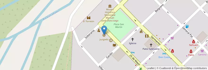 Mapa de ubicacion de Juzgado en آرژانتین, شیلی, استان نئوکن, Departamento Chos Malal, Chos Malal, Chos Malal.