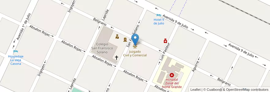 Mapa de ubicacion de Juzgado Civil y Comercial en الأرجنتين, Santiago Del Estero, Departamento Copo.