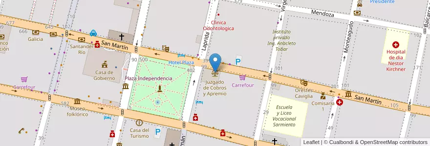 Mapa de ubicacion de Juzgado de Cobros y Apremio en آرژانتین, Tucumán, San Miguel De Tucumán, Departamento Capital, San Miguel De Tucumán.
