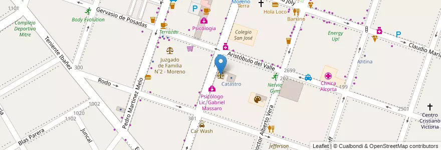 Mapa de ubicacion de Juzgado de Faltas en アルゼンチン, ブエノスアイレス州, Partido De Moreno, Moreno.