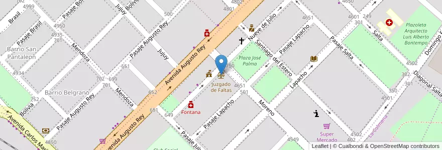 Mapa de ubicacion de Juzgado de Faltas en آرژانتین, Chaco, Departamento San Fernando, Municipio De Fontana, Fontana.