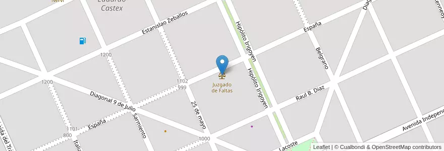 Mapa de ubicacion de Juzgado de Faltas en 아르헨티나, La Pampa, Departamento Conhelo, Municipio De Eduardo Castex, Eduardo Castex.