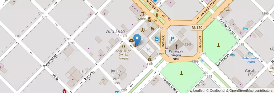 Mapa de ubicacion de Juzgado de Faltas en 아르헨티나, 엔트레리오스주, Departamento Colón, Distrito Segundo, Villa Elisa, Villa Elisa.