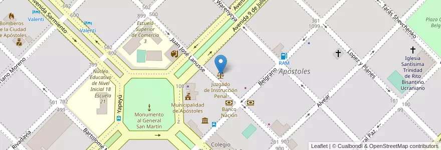 Mapa de ubicacion de Juzgado de Instrucción Penal en 아르헨티나, Misiones, Departamento Apóstoles, Municipio De Apóstoles, Apóstoles.