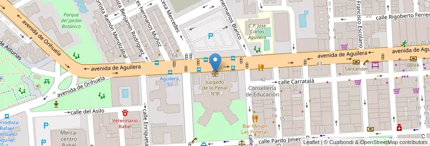 Mapa de ubicacion de Juzgado de lo Penal Nº8 en Spagna, Comunitat Valenciana, Alacant / Alicante, L'Alacantí, Alacant / Alicante.