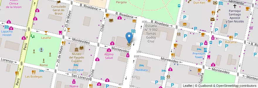 Mapa de ubicacion de Juzgado de Menor y Familia en الأرجنتين, تشيلي, Mendoza, Departamento Capital, Sección 2ª Barrio Cívico, Ciudad De Mendoza.